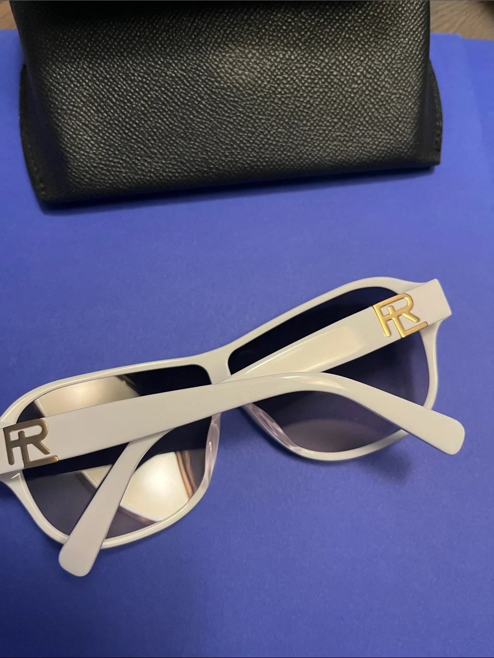 Ralph Lauren White Frame Shield Sunglasses with Gradient Smoke Lenses - Picture 2 of 4